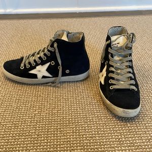 Navy golden goose high tops size 5
